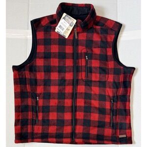 SMITH'S WORKWEAR -Men's Sherpa Lined Fleece Buffalo Plaid Vest - X-Large NWT NEW